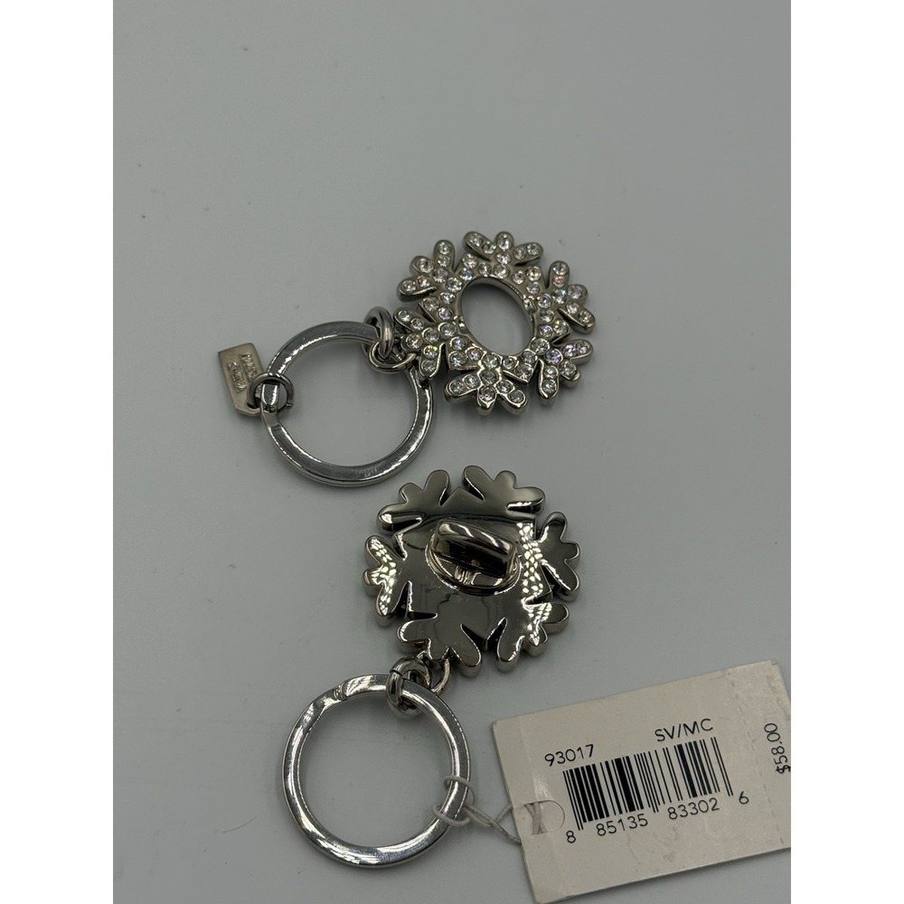 Coach Snowflake Crystal Detachable Keychain Charm Silver Holiday 93017 NWT - Picture 4 of 13